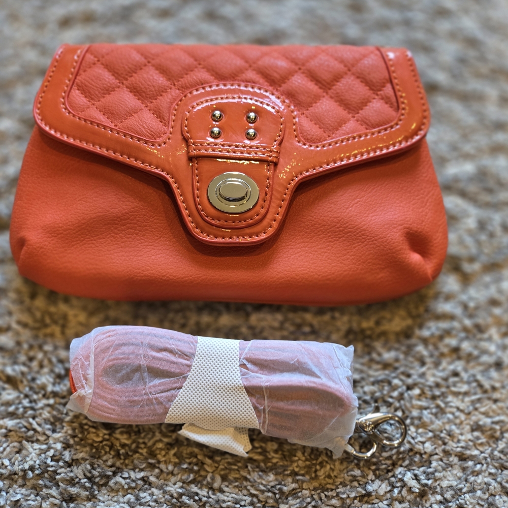 Grace Adele Vibrant Orange Quilted Clutch